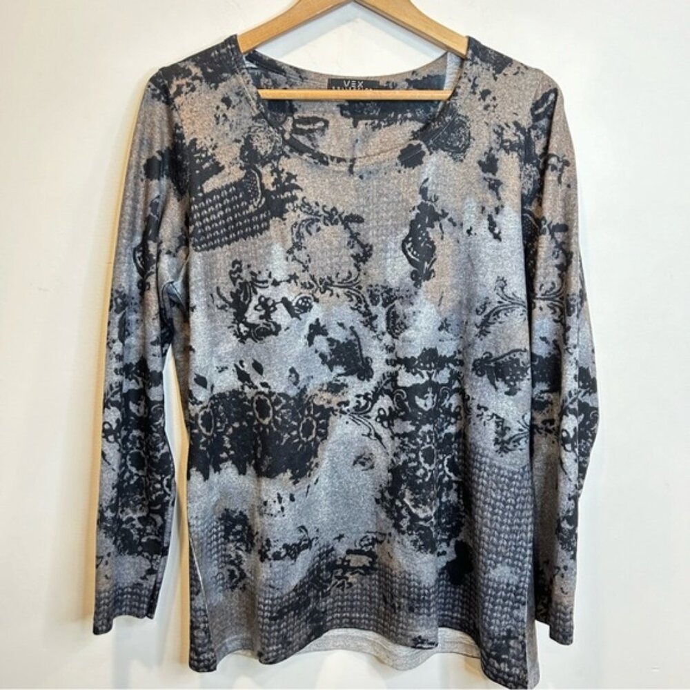 Vex Collection Patterned Long Sleeve Round Neck Sweater